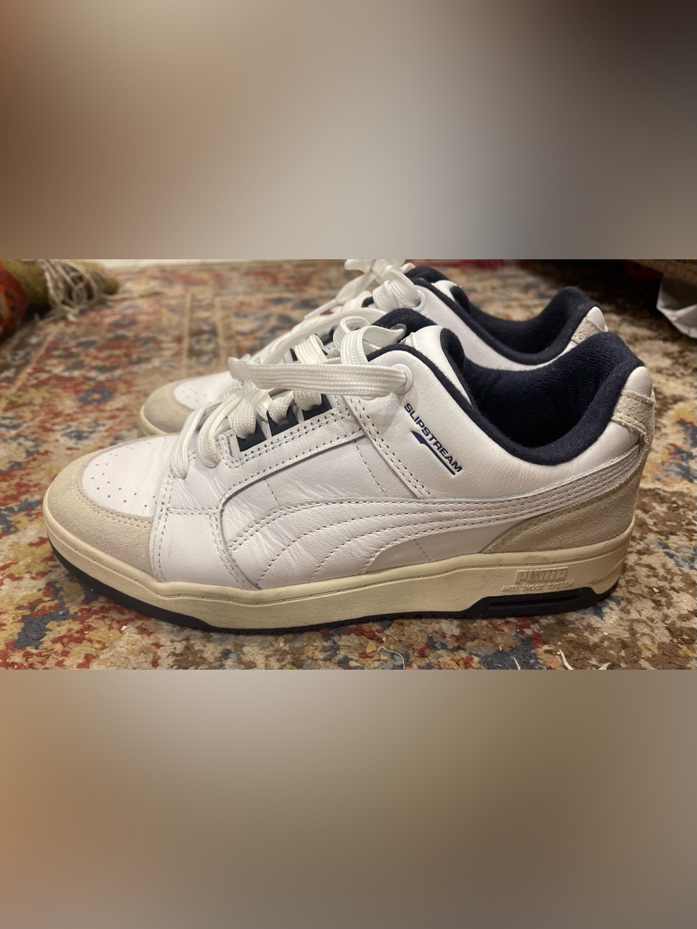 Puma White Sneakers with Navy Accents